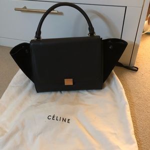 Celine black calfskin letter medium trapeze